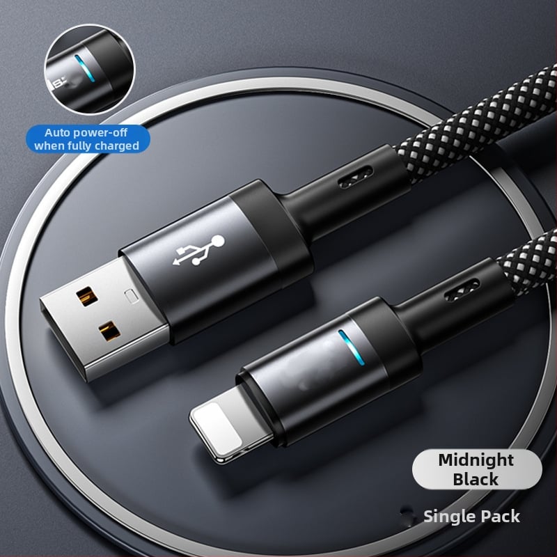 3-в-1 кабел за зареждане с Lightning, USB-C и Micro USB – плетен, 100W максимум, LED индикатор, с един конектор