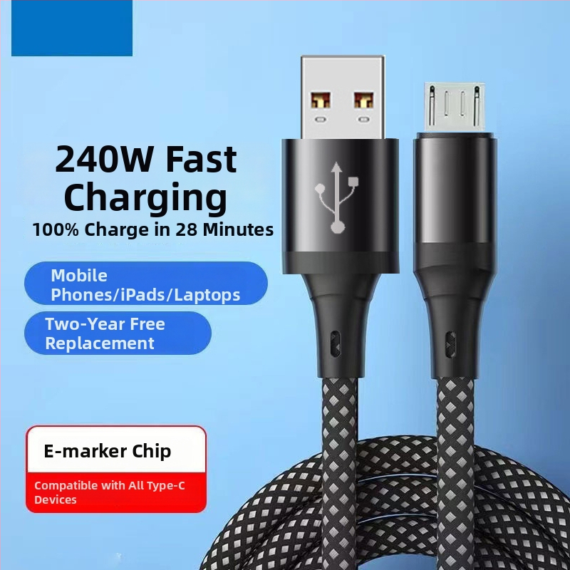 3-в-1 кабел за зареждане с Lightning, USB-C и Micro USB – плетен, 100W максимум, LED индикатор, с един конектор