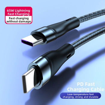 PD60W Type-C плетен кабел за данни и зареждане, Бързо зареждане, с един конектор