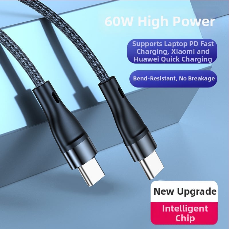 PD60W Type-C плетен кабел за данни и зареждане, Бързо зареждане, с един конектор