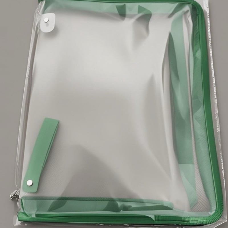 Чанта за файлове с цип, прозрачен корпус, пластмасов материал, отваряне в форма на L, подходяща за учебници и документи
