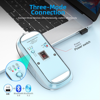 Безжична мишка T7 — тиха, презареждаща, 2400 DPI, 4 бутона, Bluetooth 2.4 GHz, обхват до 10 м