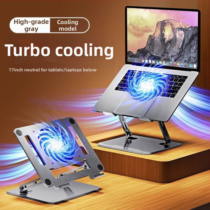 Nadstavec na notebook z hliníkovej zliatiny, skladací, výškovo nastaviteľný, s dvojúrovňovým chladením pre notebook a tablet