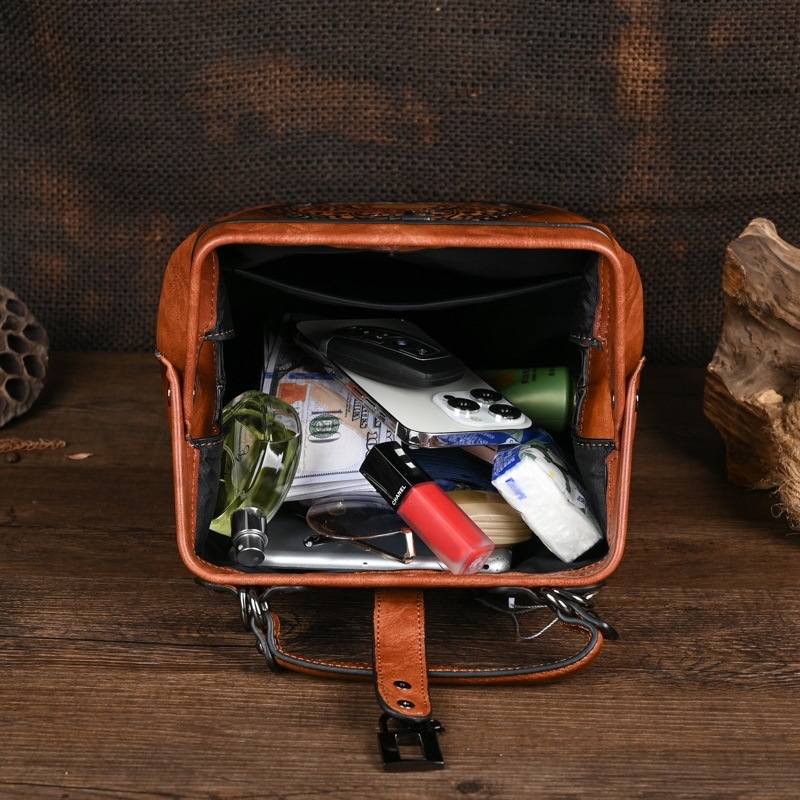 Ženski ruksak u urbanom jednostavnom stilu s embossiranim vintage dizajnom, PU materijal (PU materijal, urban stil, Draasher kopča, unutarnji džepovi, vodootporan)
