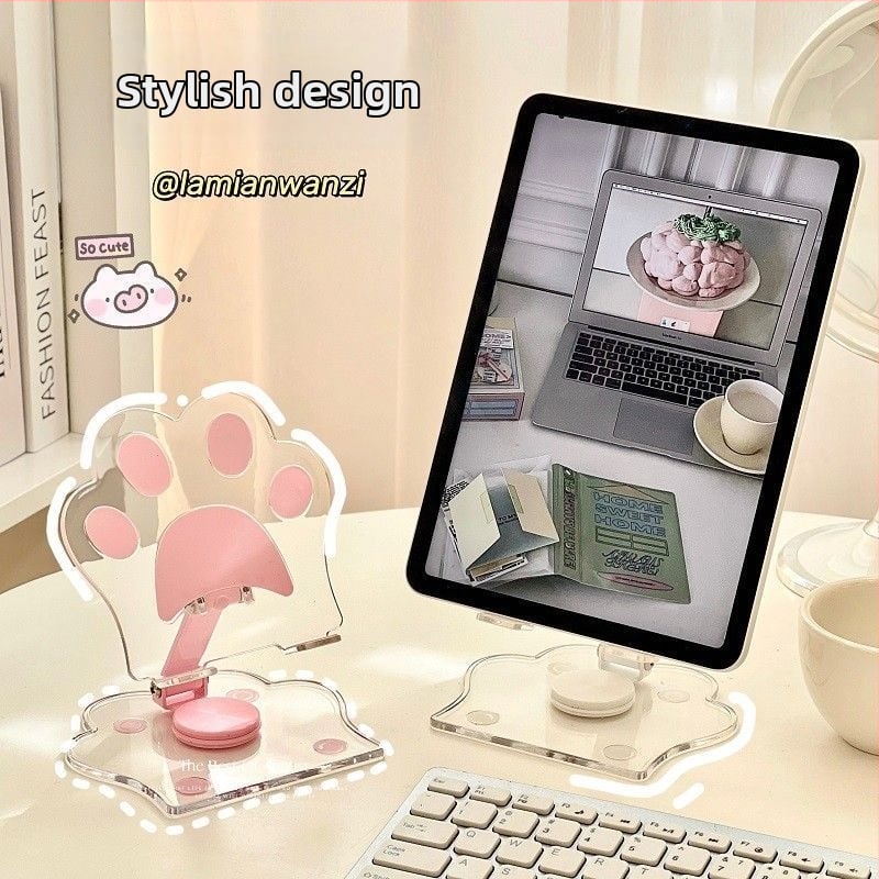 Държач за таблет и телефон за настолен монтаж, прозрачен, лек лукс, за домашна употреба