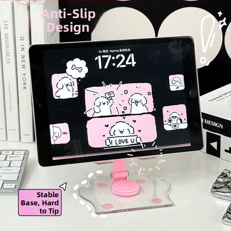 Държач за таблет и телефон за настолен монтаж, прозрачен, лек лукс, за домашна употреба