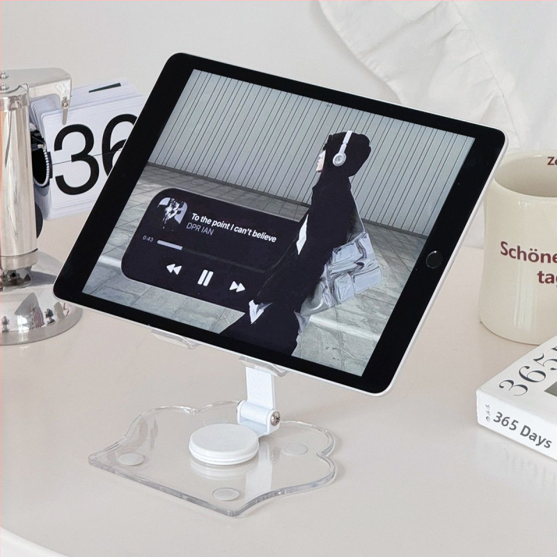 Държач за таблет и телефон за настолен монтаж, прозрачен, лек лукс, за домашна употреба