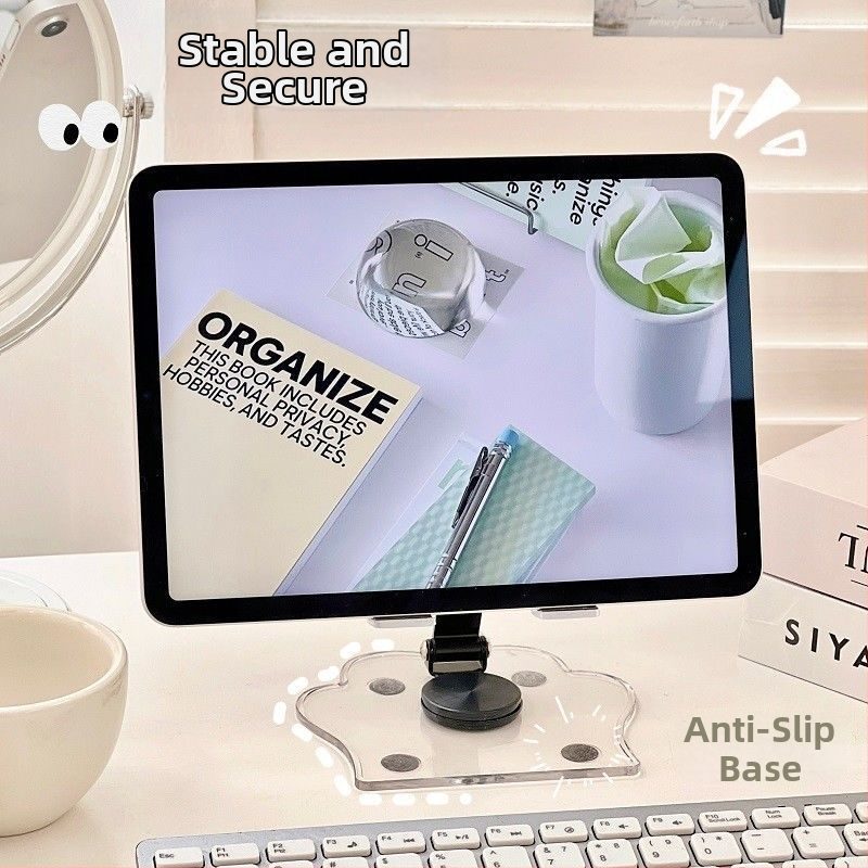 Държач за таблет и телефон за настолен монтаж, прозрачен, лек лукс, за домашна употреба