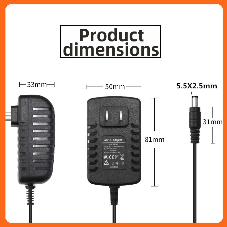 YXY-0920 9V 2A захранващ адаптер за DVD плеъри, EVD, малки телевизори и аудио устройства (вход 110-240V, изход 9V 1–2A)