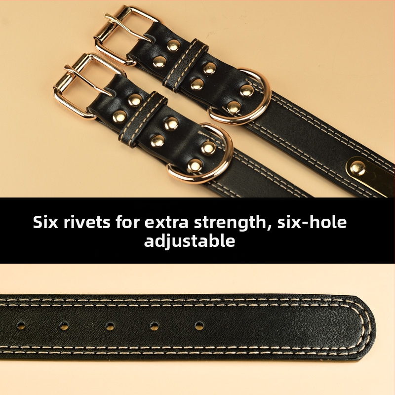 Koera kaelarihm – lehma nahk, mitmekihiline disain, nahast ripats (Bränd: Unique, Materjal: lehma nahk, Ripats: nahk)