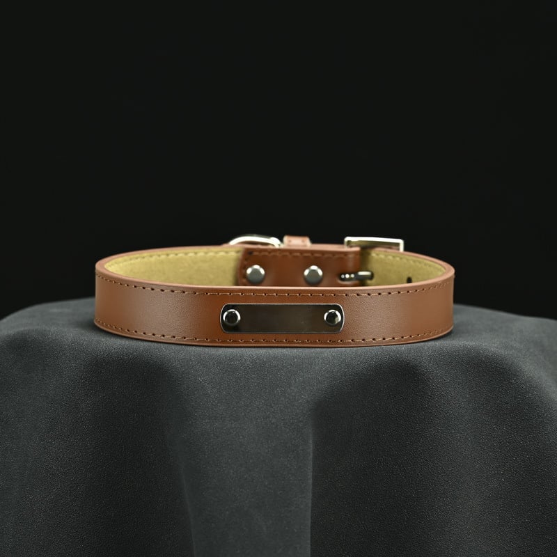 Κολάρο σκύλου – Δέρμα βοδιού, Πολυεπίπεδο σχέδιο, Δερμάτινο μενταγιόν (Μάρκα: Unique, Υλικό: Δέρμα βοδιού, Μενταγιόν: Δέρμα)