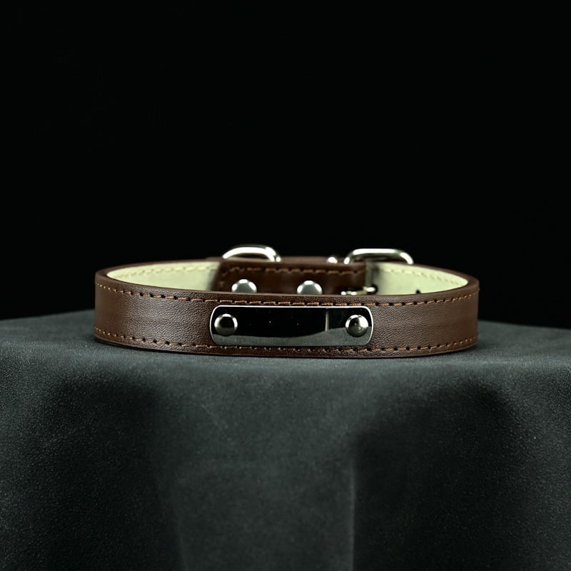 Κολάρο σκύλου – Δέρμα βοδιού, Πολυεπίπεδο σχέδιο, Δερμάτινο μενταγιόν (Μάρκα: Unique, Υλικό: Δέρμα βοδιού, Μενταγιόν: Δέρμα)