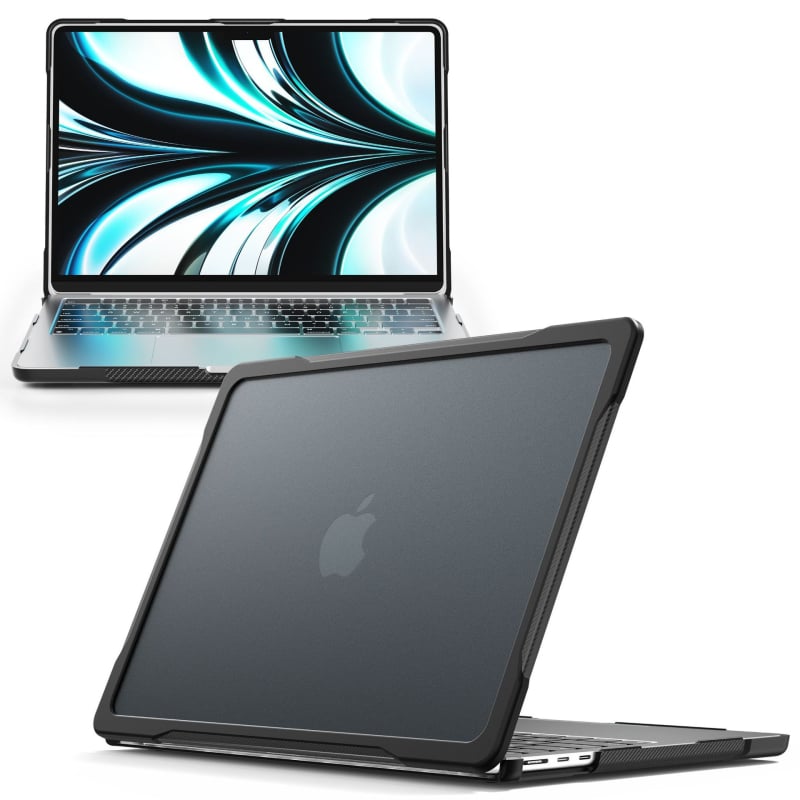 Notebooktás MacBook Pro 14 (2021) és MacBook Pro/Air — PU/TPU burkolat, állvány, hőelvezetés, csúszásmentes felület