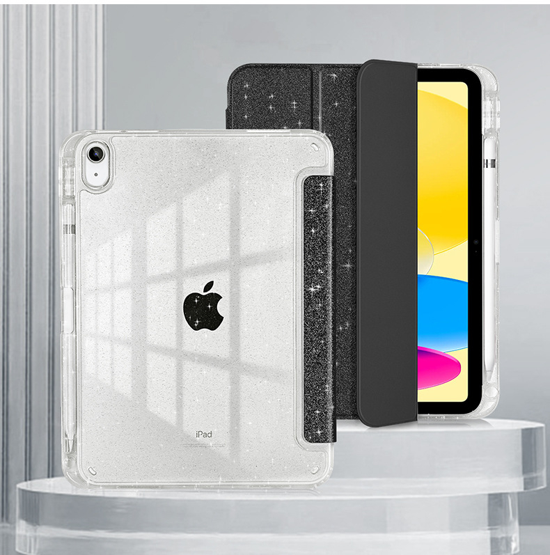 Θήκη tablet για iPad Air 4/5/6 με glitter, διαφανές περίβλημα, ανθεκτικό σε κραδασμούς, διάχυση θερμότητας, αντιδαχτυλικά αποτυπώματα