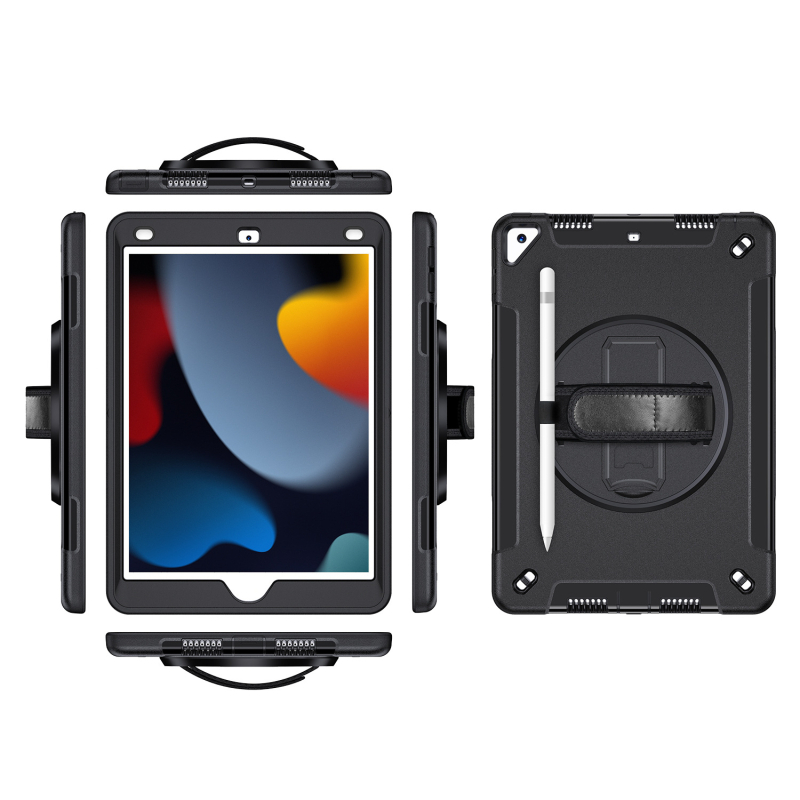 Protecție pentru tabletă Apple iPad 10.2, material TPU, rezistent la șocuri, rezistent la uzură, anti-cădere, cu suport încorporat