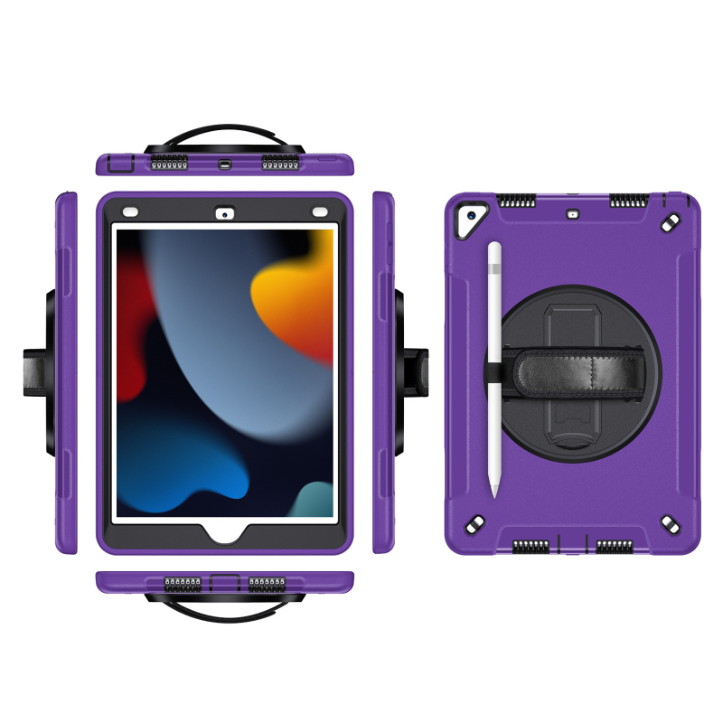 Protecție pentru tabletă Apple iPad 10.2, material TPU, rezistent la șocuri, rezistent la uzură, anti-cădere, cu suport încorporat