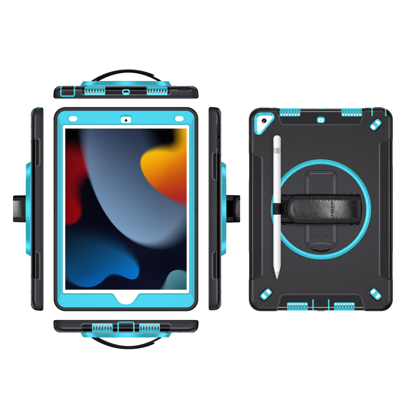 Protecție pentru tabletă Apple iPad 10.2, material TPU, rezistent la șocuri, rezistent la uzură, anti-cădere, cu suport încorporat