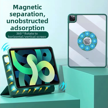 Husă de protecție tri-fold pentru iPad Pro 11, din acrilic, stil Flip, suport rotativ (orizontal/vertical), atașare magnetică, protecție împotriva căderilor, disipare căldură