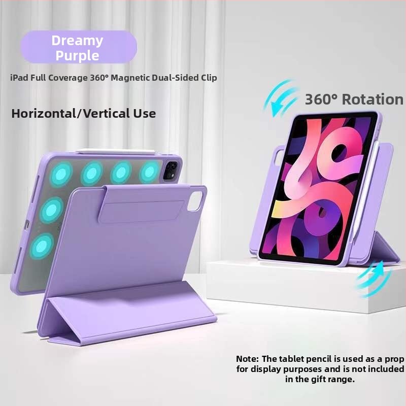 Husă de protecție tri-fold pentru iPad Pro 11, din acrilic, stil Flip, suport rotativ (orizontal/vertical), atașare magnetică, protecție împotriva căderilor, disipare căldură