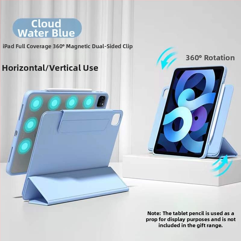 Husă de protecție tri-fold pentru iPad Pro 11, din acrilic, stil Flip, suport rotativ (orizontal/vertical), atașare magnetică, protecție împotriva căderilor, disipare căldură