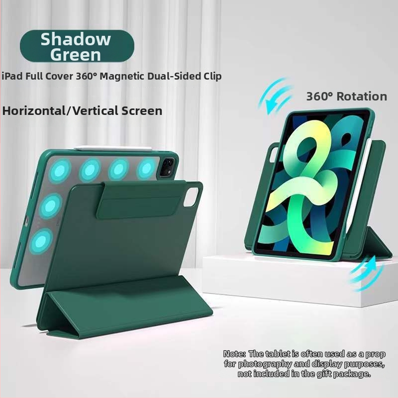 Husă de protecție tri-fold pentru iPad Pro 11, din acrilic, stil Flip, suport rotativ (orizontal/vertical), atașare magnetică, protecție împotriva căderilor, disipare căldură