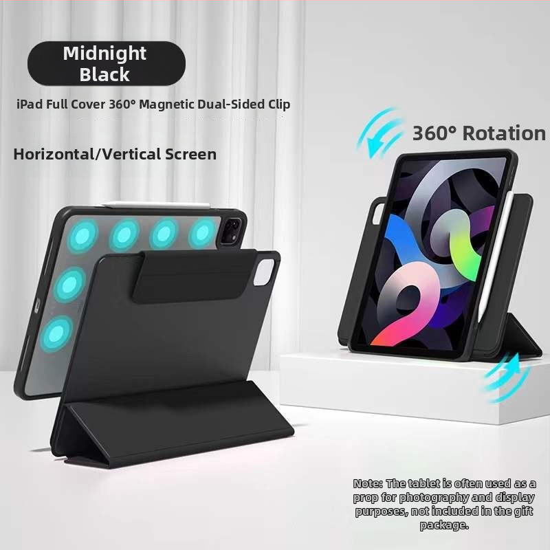 Husă de protecție tri-fold pentru iPad Pro 11, din acrilic, stil Flip, suport rotativ (orizontal/vertical), atașare magnetică, protecție împotriva căderilor, disipare căldură