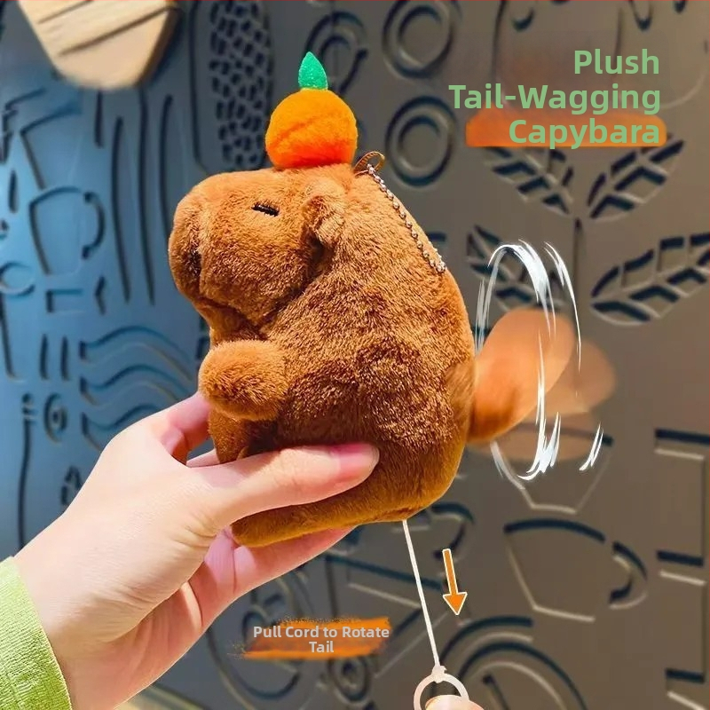 Капибара плюшено ключодържател - супер мека къса плюш, пълнеж PP памук, опаковка: бяла кутия и мрежеста торбичка, OEM лого