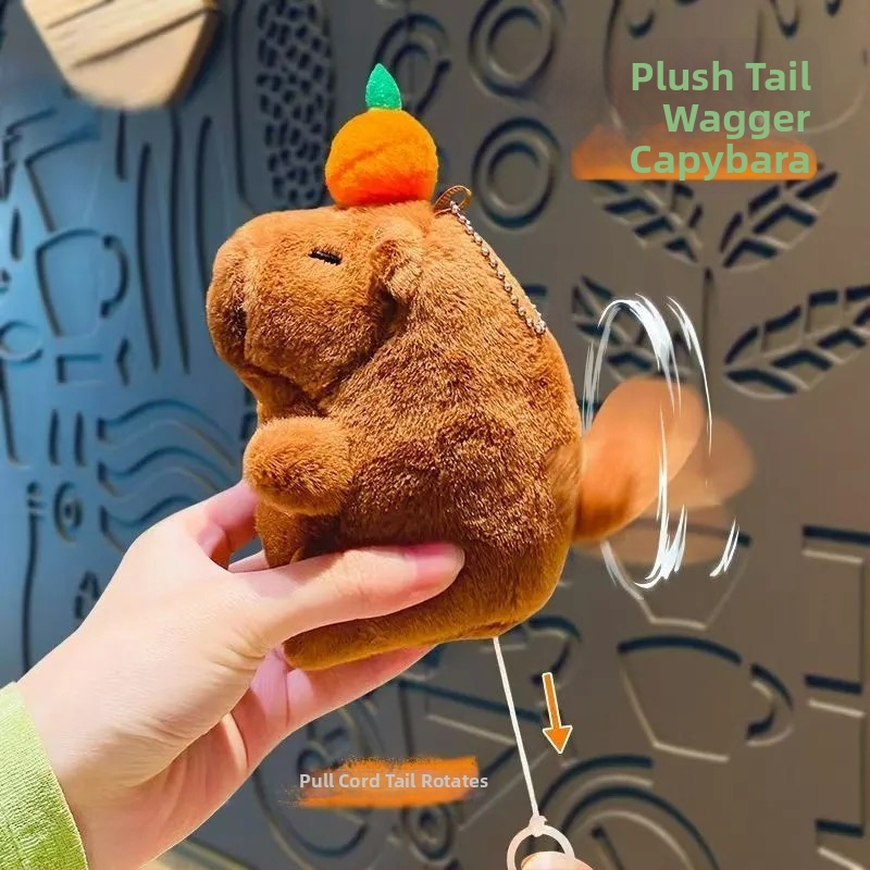 Капибара плюшено ключодържател - супер мека къса плюш, пълнеж PP памук, опаковка: бяла кутия и мрежеста торбичка, OEM лого