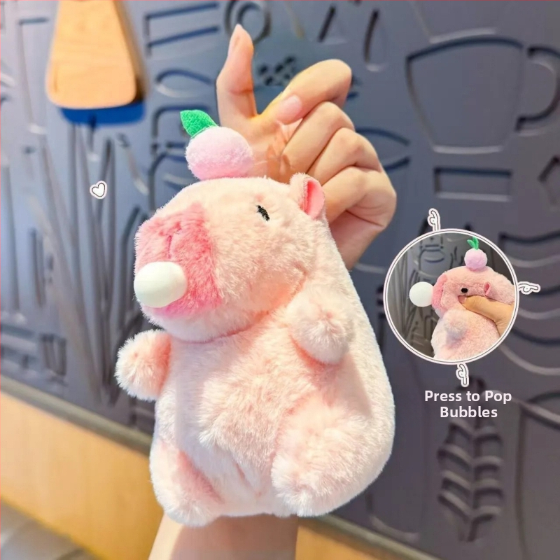 Капибара плюшено ключодържател - супер мека къса плюш, пълнеж PP памук, опаковка: бяла кутия и мрежеста торбичка, OEM лого