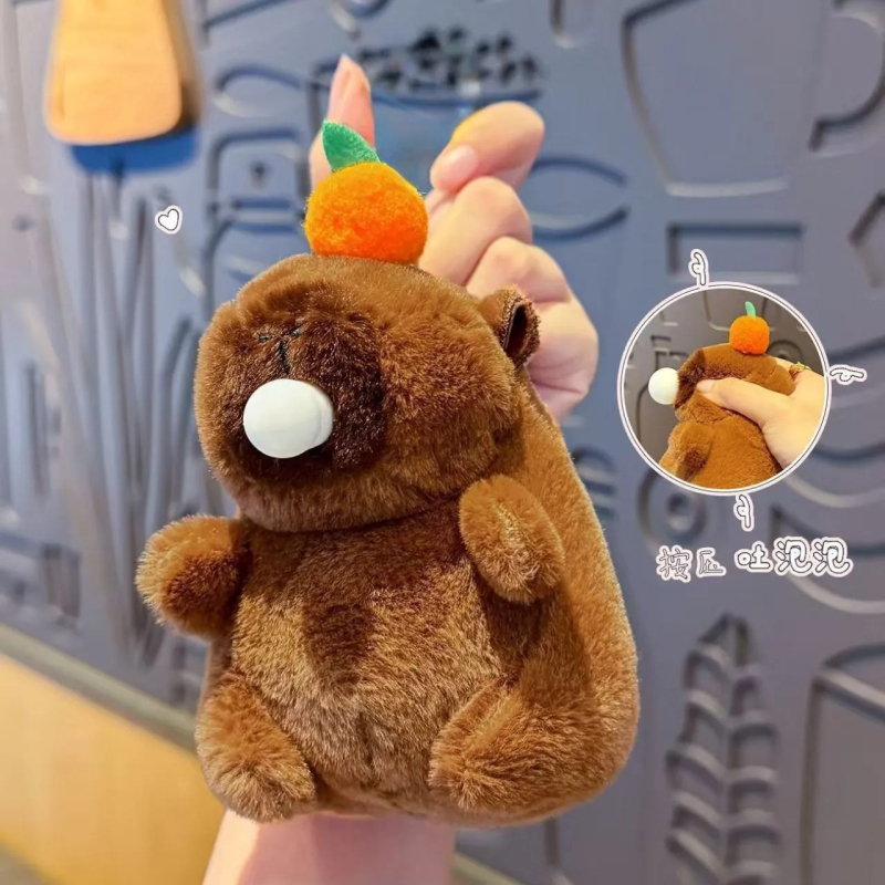 Капибара плюшено ключодържател - супер мека къса плюш, пълнеж PP памук, опаковка: бяла кутия и мрежеста торбичка, OEM лого