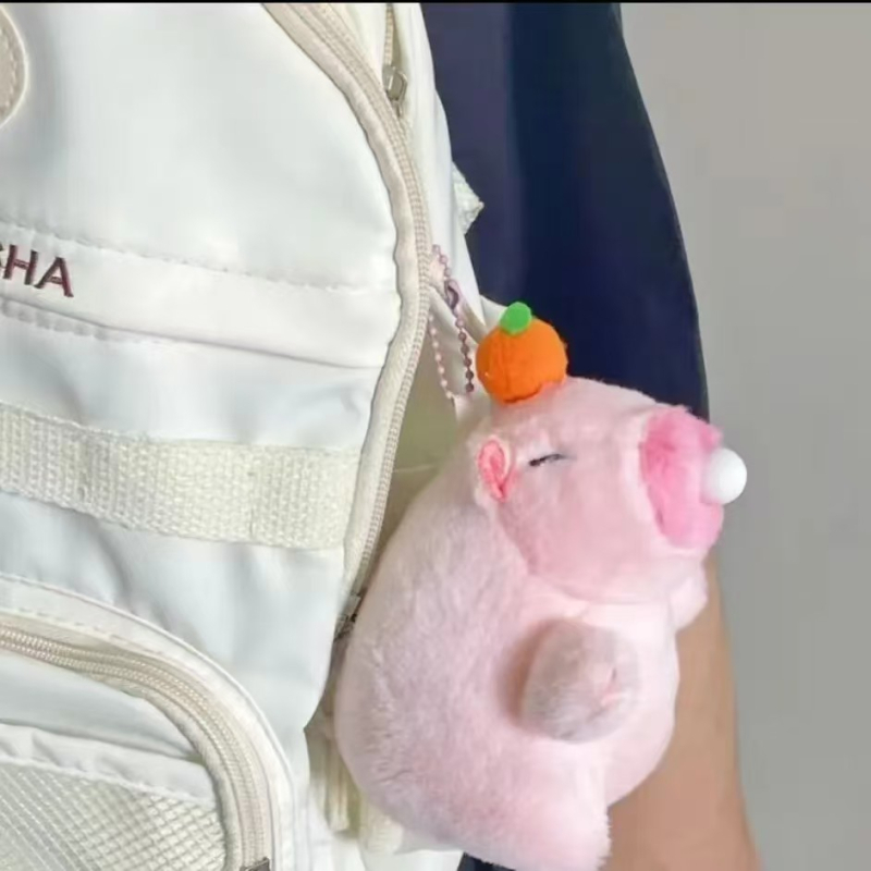 Капибара плюшено ключодържател - супер мека къса плюш, пълнеж PP памук, опаковка: бяла кутия и мрежеста торбичка, OEM лого