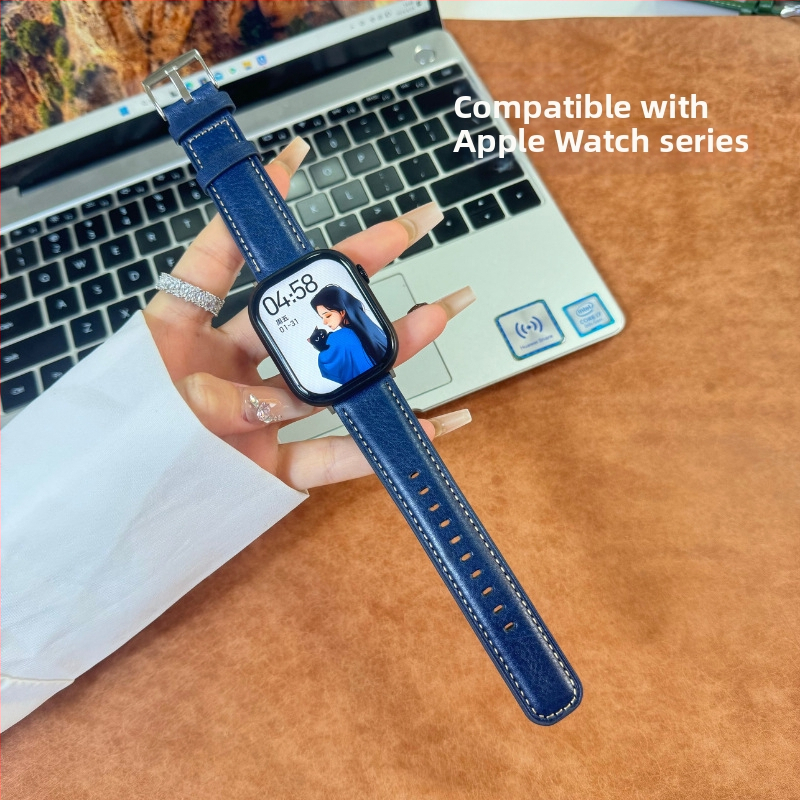 Kožni remen za Apple Watch Series Slim-Fit s pliš teksturom