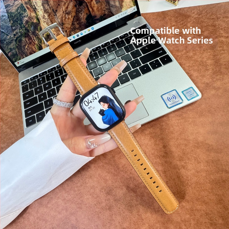 Kožni remen za Apple Watch Series Slim-Fit s pliš teksturom