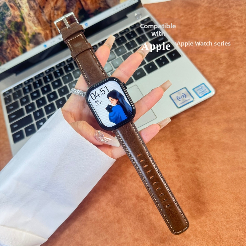 Kožni remen za Apple Watch Series Slim-Fit s pliš teksturom