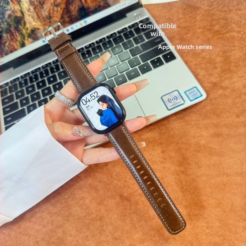 Kožni remen za Apple Watch Series Slim-Fit s pliš teksturom