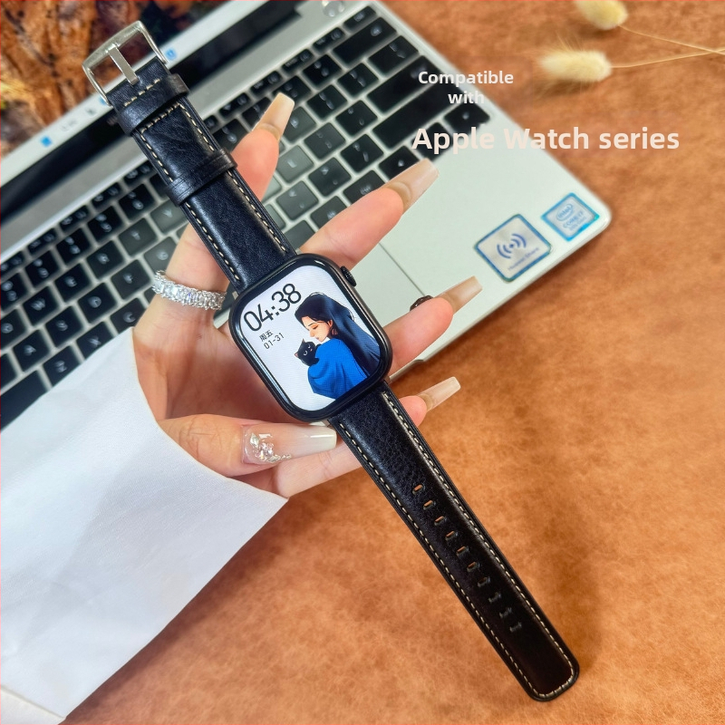 Kožni remen za Apple Watch Series Slim-Fit s pliš teksturom