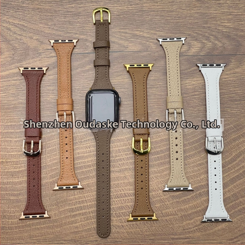 Apple Watch rihm looduslikust nahast liči-tekstuuriga, õhuke disain, ühildu Apple Watch Series 4–8 ja SE