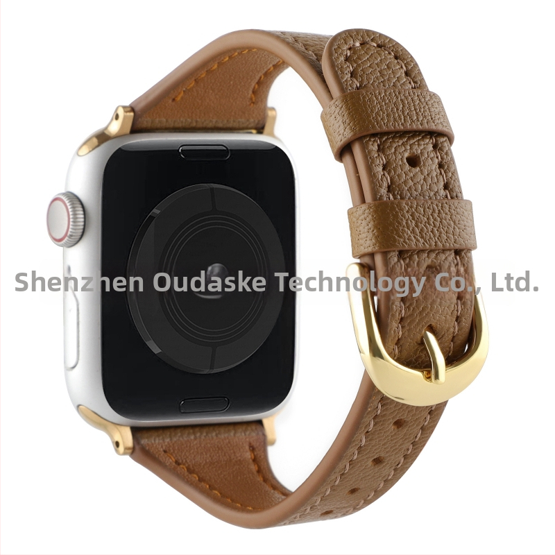 Apple Watch rihm looduslikust nahast liči-tekstuuriga, õhuke disain, ühildu Apple Watch Series 4–8 ja SE