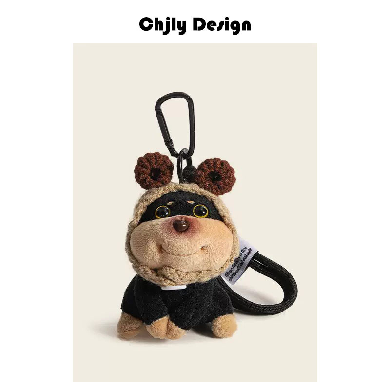 Plyšový prívesok na tašku: roztomilé šteniatko s včielkou, kreslený štýl batožiny, svieži a sladký, jar 2025