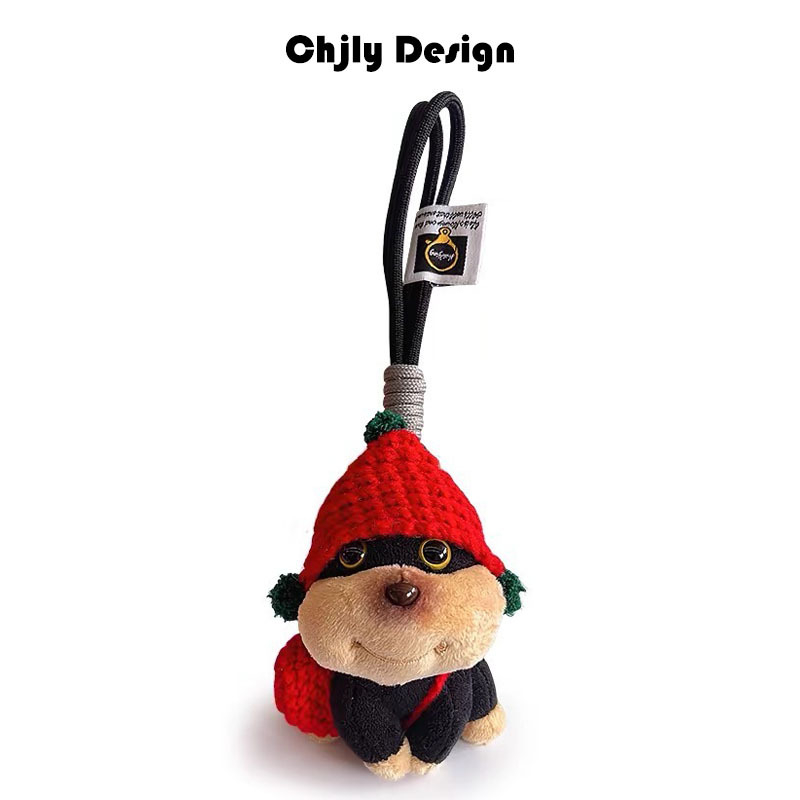 Plyšový prívesok na tašku: roztomilé šteniatko s včielkou, kreslený štýl batožiny, svieži a sladký, jar 2025