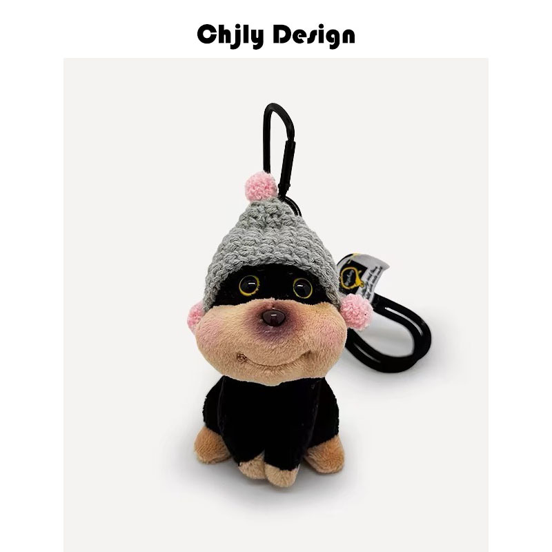 Plyšový prívesok na tašku: roztomilé šteniatko s včielkou, kreslený štýl batožiny, svieži a sladký, jar 2025