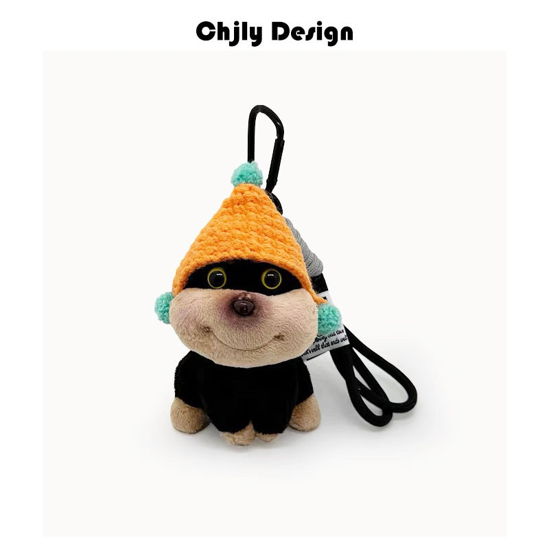 Plyšový prívesok na tašku: roztomilé šteniatko s včielkou, kreslený štýl batožiny, svieži a sladký, jar 2025