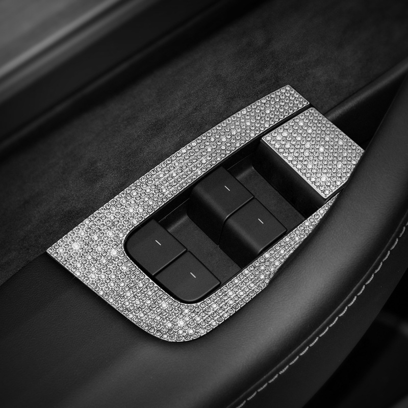 Yarisland Unutarnja dijamantna naljepnica za Tesla: središnja konzola, držač za čaše i panel prozora – cinkovo legura + rhinestones, prilagodljivo, kompatibilno s Model 3, Model X i Model S
