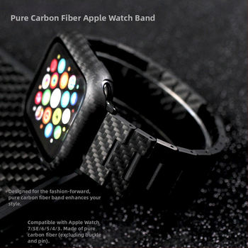 Qadir Brățară pentru Apple Watch din fibră de carbon, închidere magnetică, compatibilă cu Apple Watch Series 3–7 și SE