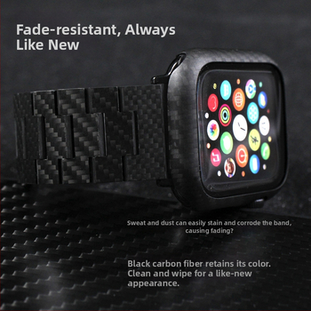 Qadir Brățară pentru Apple Watch din fibră de carbon, închidere magnetică, compatibilă cu Apple Watch Series 3–7 și SE