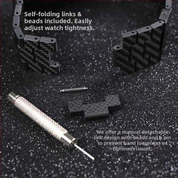 Qadir Brățară pentru Apple Watch din fibră de carbon, închidere magnetică, compatibilă cu Apple Watch Series 3–7 și SE