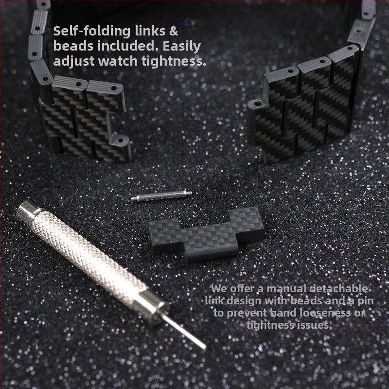 Qadir Brățară pentru Apple Watch din fibră de carbon, închidere magnetică, compatibilă cu Apple Watch Series 3–7 și SE