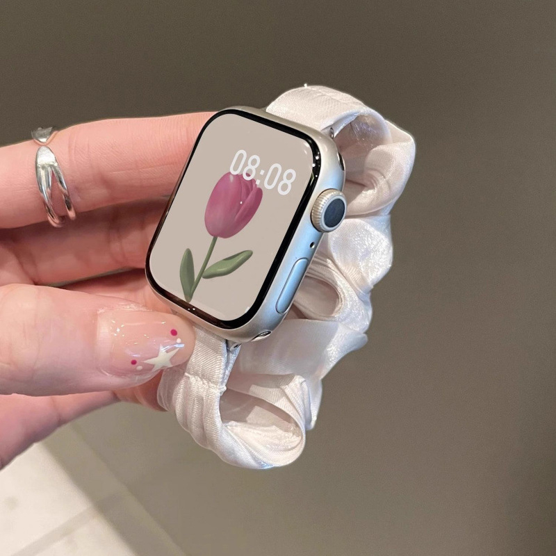 Scrunchie din chiffon Ice Silk pentru femei; Materialul curelei: Shell; Stil: afaceri; Tip închidere: vezi detalii; Modele compatibile: Alte