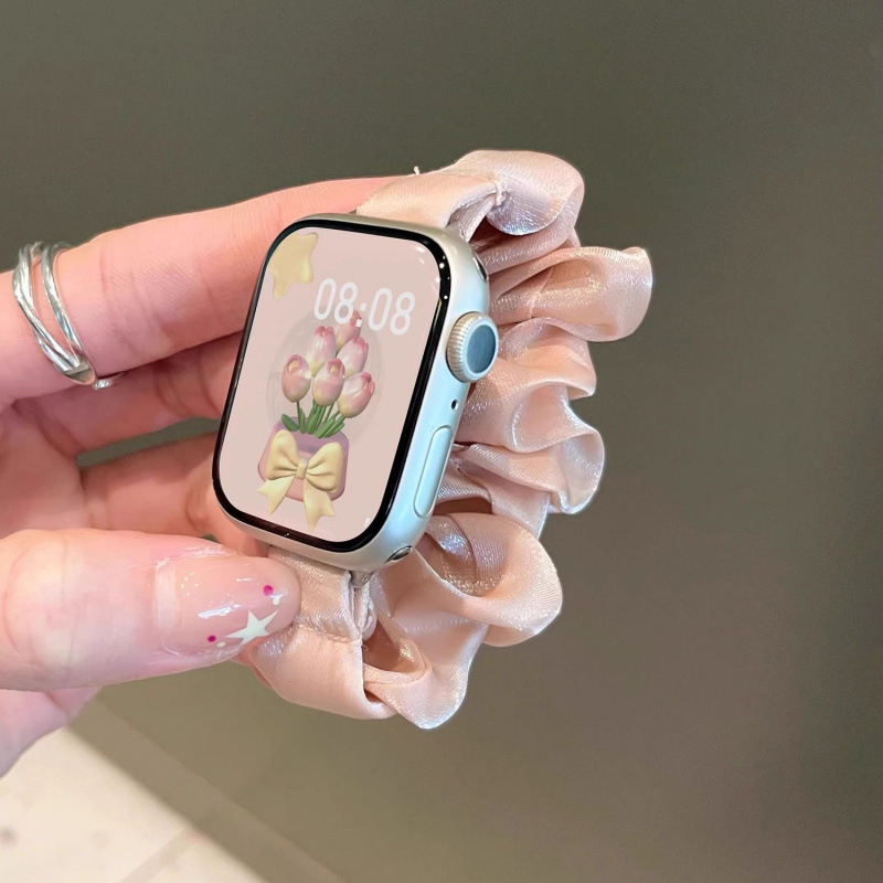 Scrunchie din chiffon Ice Silk pentru femei; Materialul curelei: Shell; Stil: afaceri; Tip închidere: vezi detalii; Modele compatibile: Alte