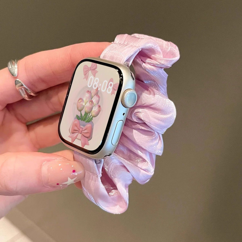 Scrunchie din chiffon Ice Silk pentru femei; Materialul curelei: Shell; Stil: afaceri; Tip închidere: vezi detalii; Modele compatibile: Alte